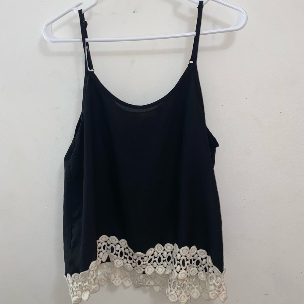 Black Tank Top with White Trim